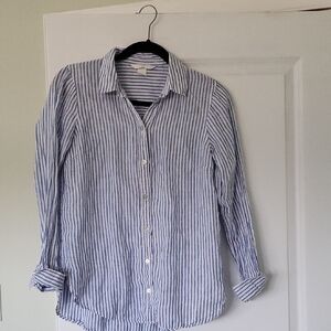 H&M Blue and White Striped Button-Down Shirt